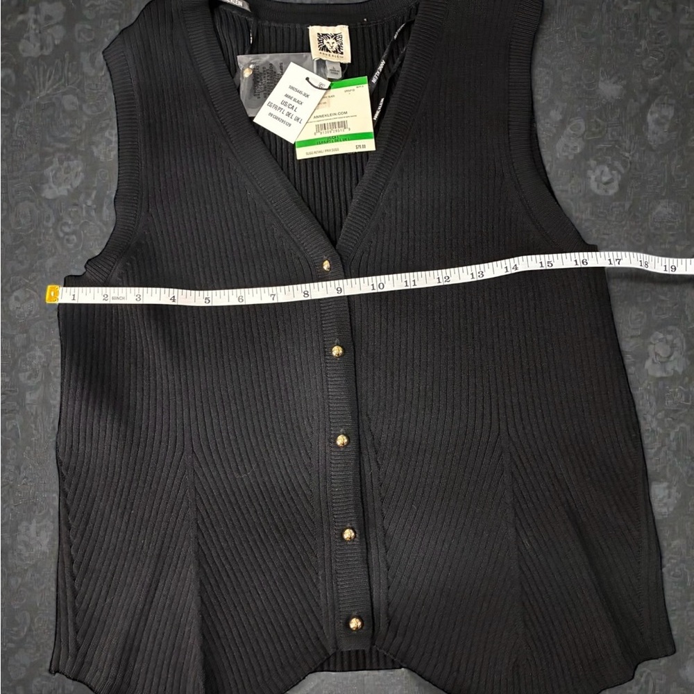 Anne Klein Black Ribbed Tank Top - Picture 4 of 8